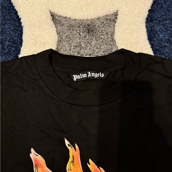 Palm Angels PA Fire Logo Black T-Shirt Size Large - Picture 2 of 4
